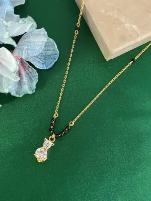 Short Mangalsutra/Necklace With AD Cat Pendant