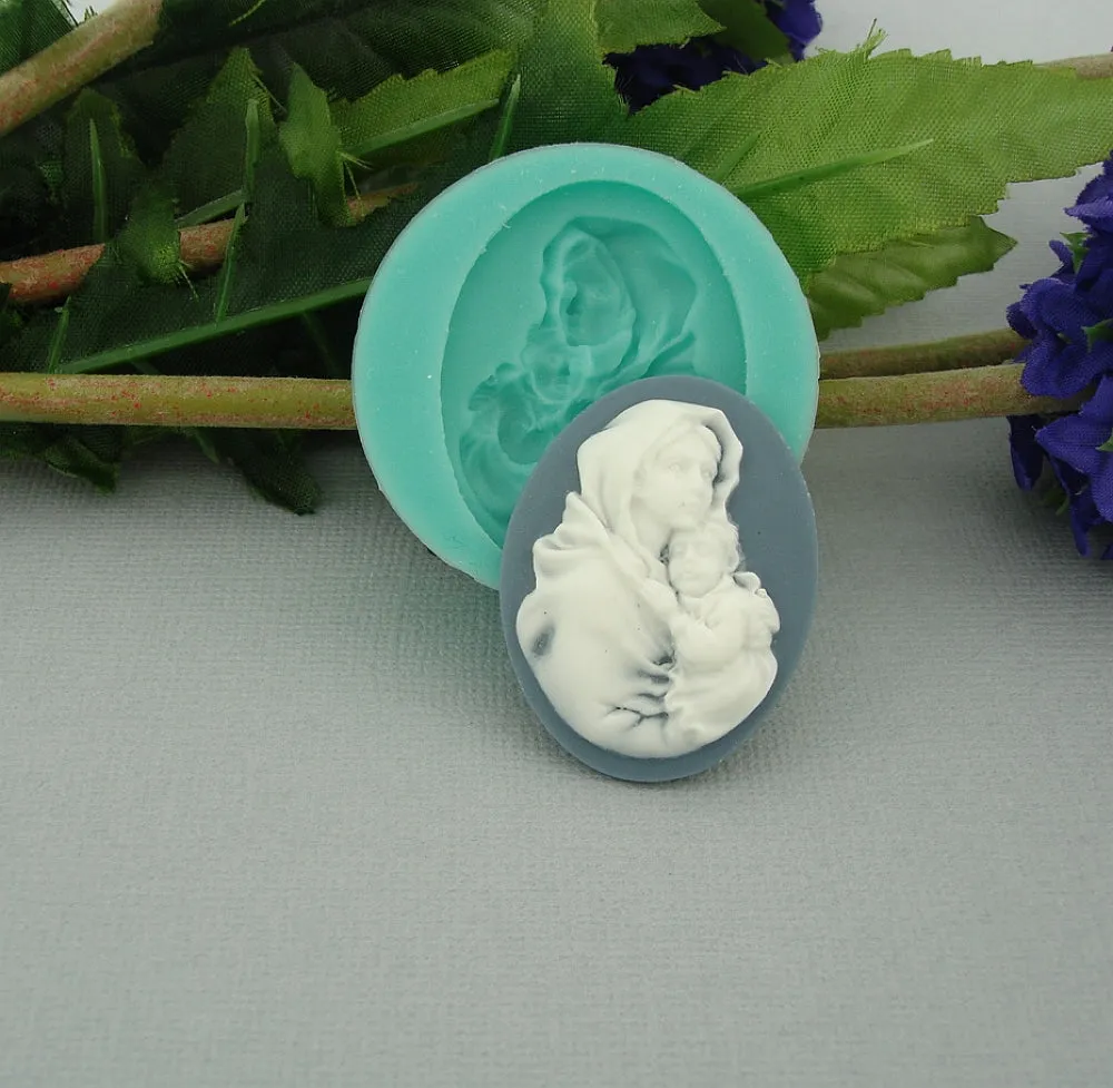 Silicone Mold Cameo Madonna Flexible for Crafts, Resin, Clay.