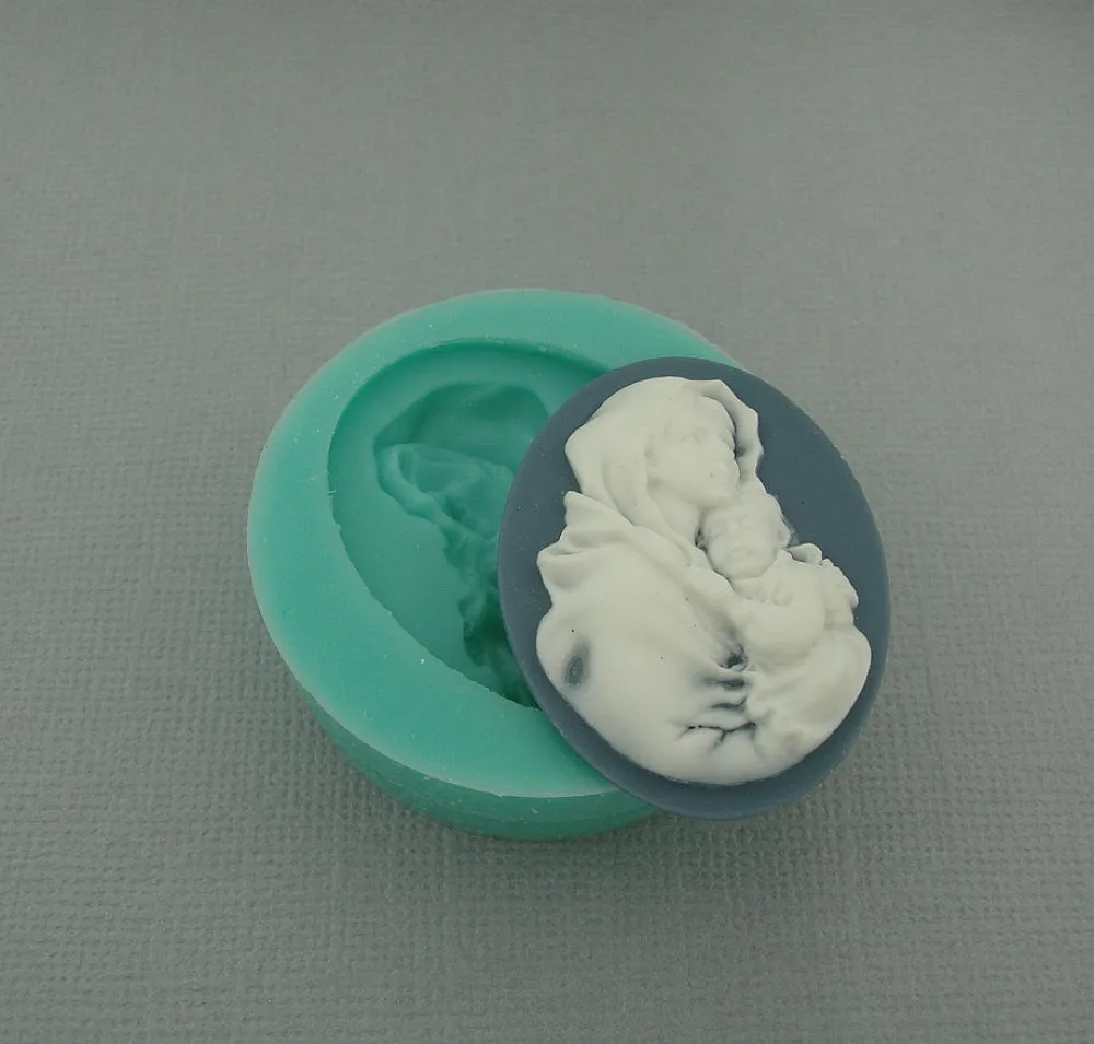 Silicone Mold Cameo Madonna Flexible for Crafts, Resin, Clay.