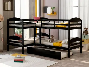 Simple Durable Twin L-Shaped Bunk With Trundle