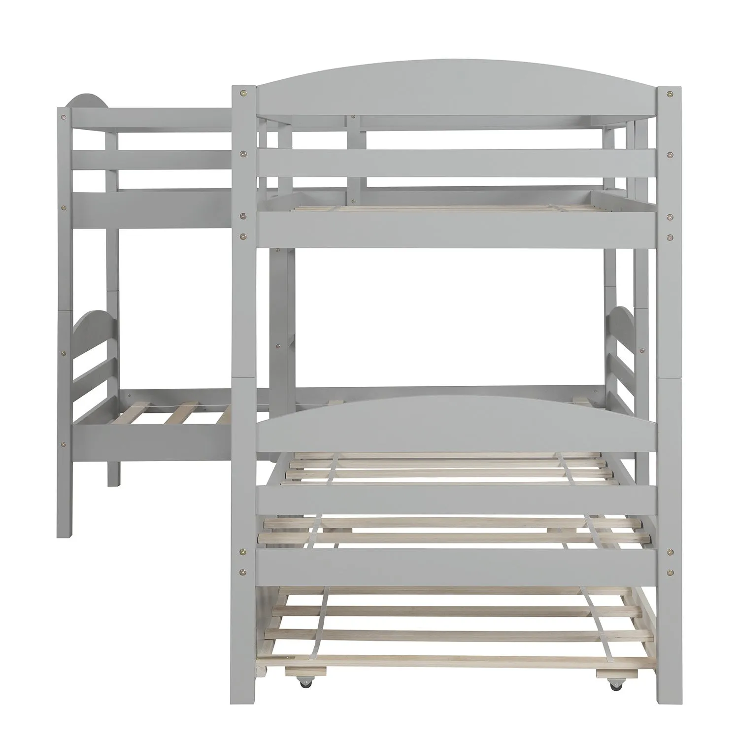 Simple Durable Twin L-Shaped Bunk With Trundle