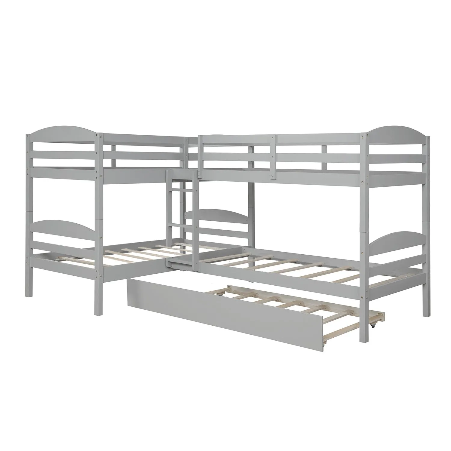 Simple Durable Twin L-Shaped Bunk With Trundle