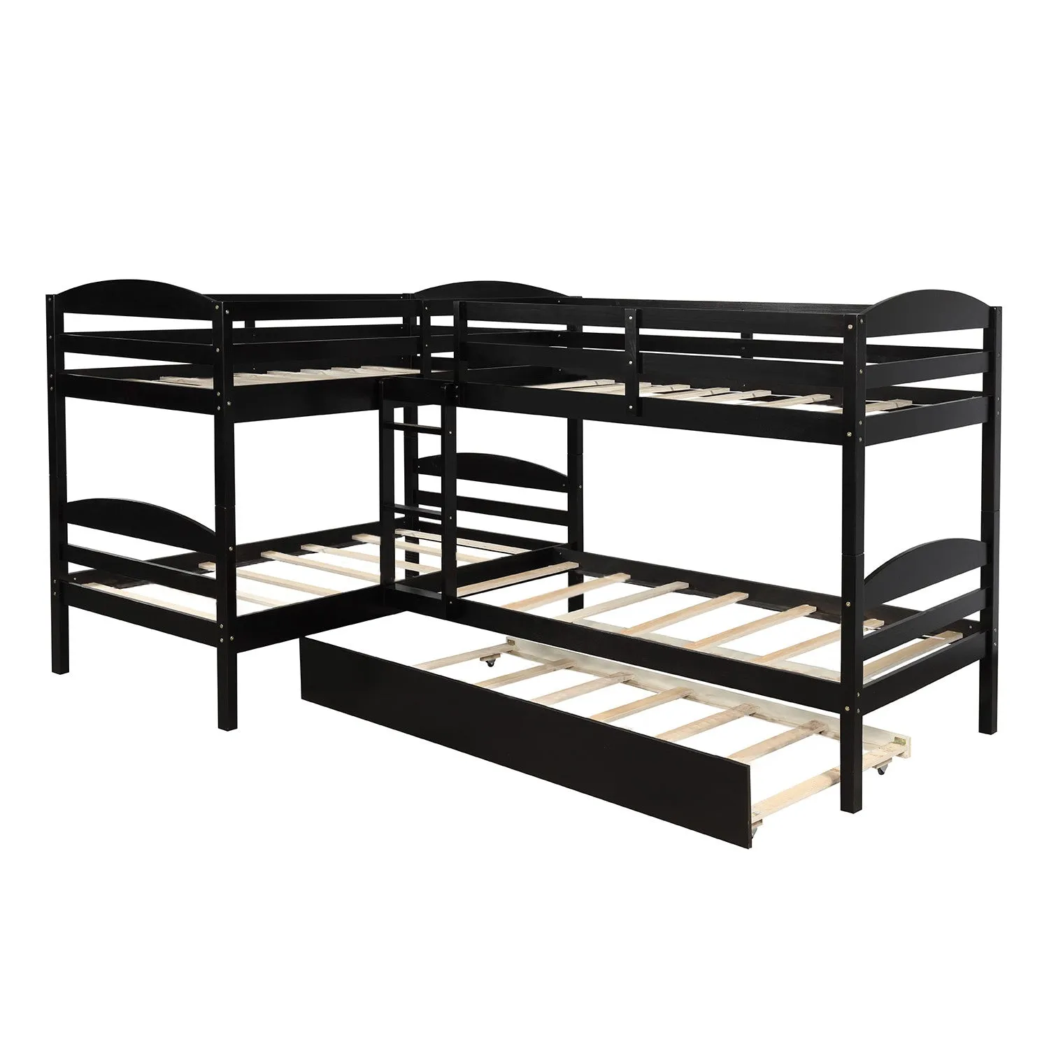Simple Durable Twin L-Shaped Bunk With Trundle