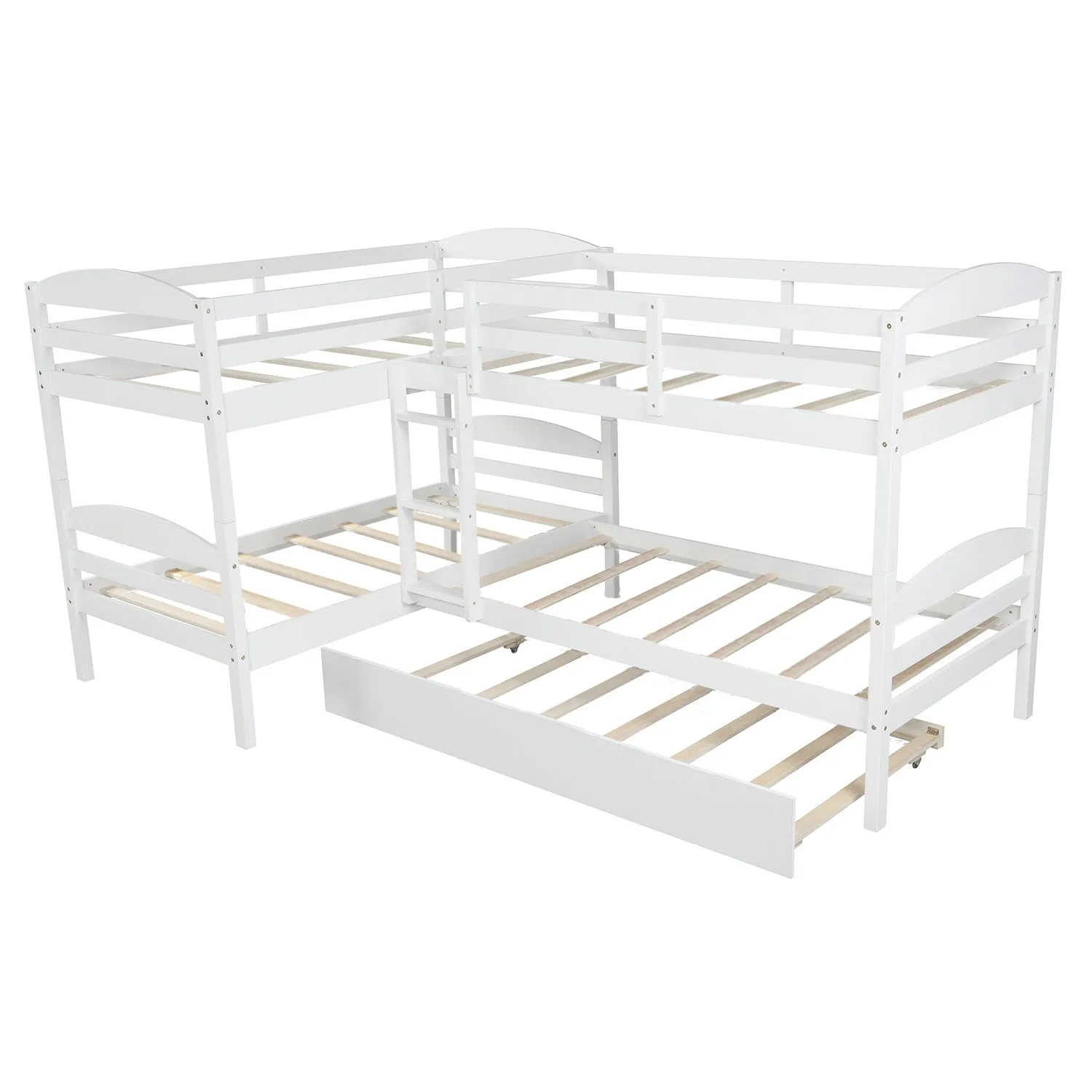 Simple Durable Twin L-Shaped Bunk With Trundle