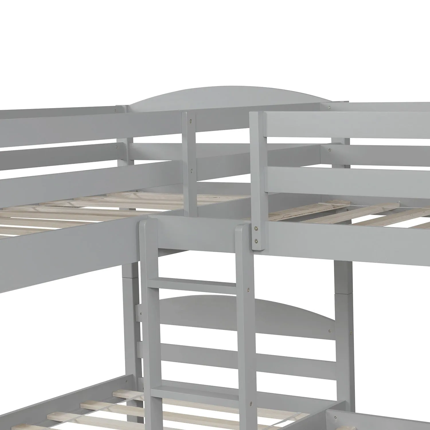 Simple Durable Twin L-Shaped Bunk With Trundle
