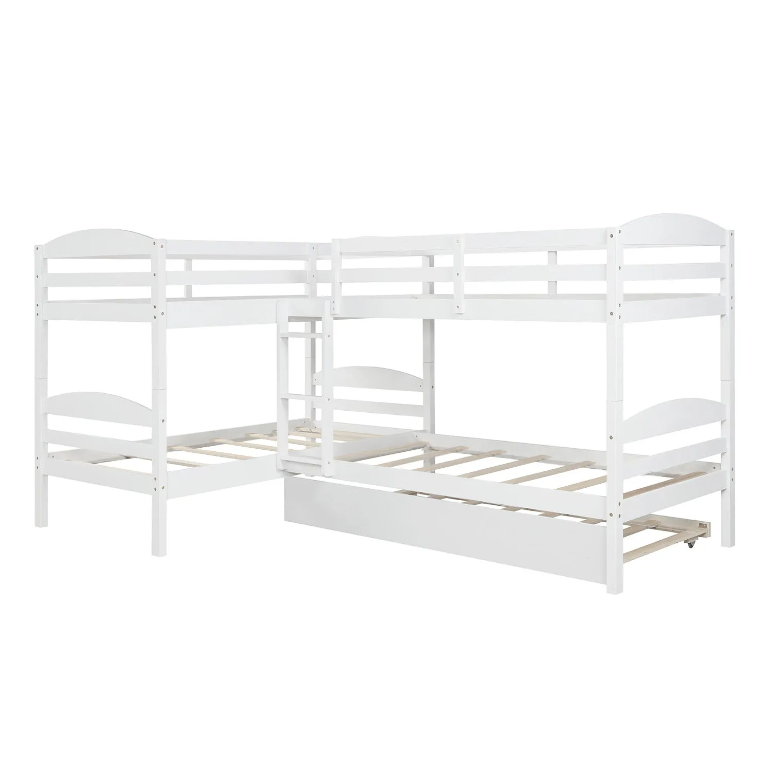 Simple Durable Twin L-Shaped Bunk With Trundle