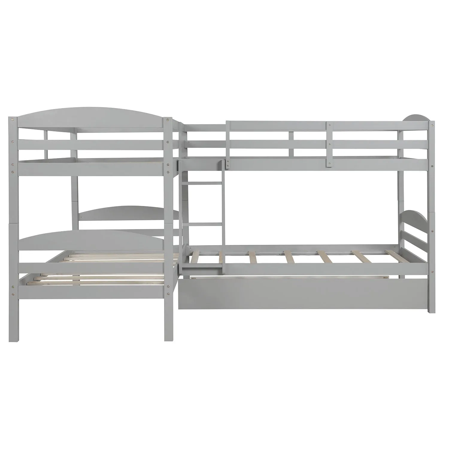 Simple Durable Twin L-Shaped Bunk With Trundle