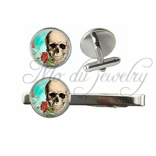 Skull & Crossbones Cufflinks   Tie Clip