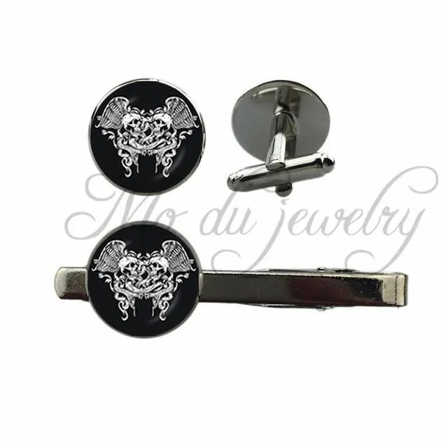 Skull & Crossbones Cufflinks   Tie Clip