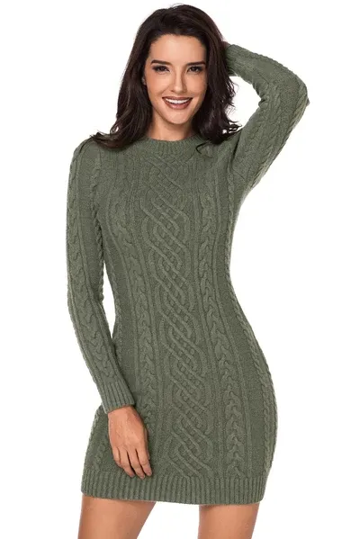 Slouchy Cable Sweater Dress