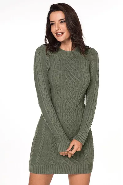 Slouchy Cable Sweater Dress