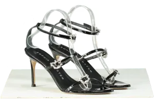 Sophia Webster Black Grace High-Heeled Sandals with Jewelled Straps UK 7