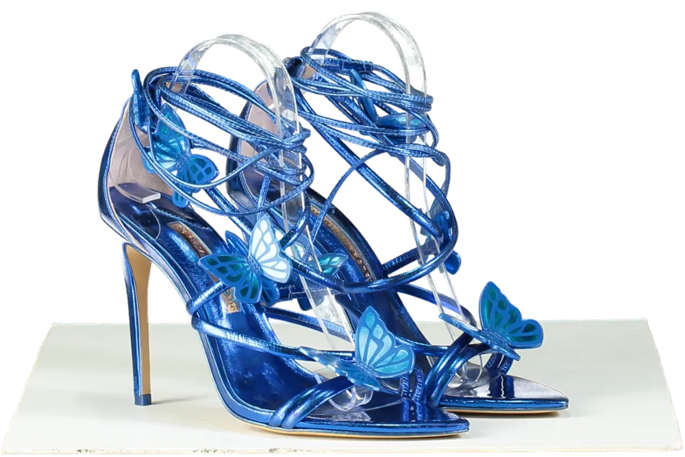 Sophia Webster Blue Metallic Vaness 100mm Butterfly Sandals UK 7