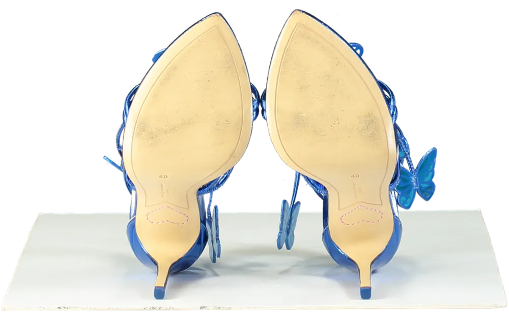 Sophia Webster Blue Metallic Vaness 100mm Butterfly Sandals UK 7