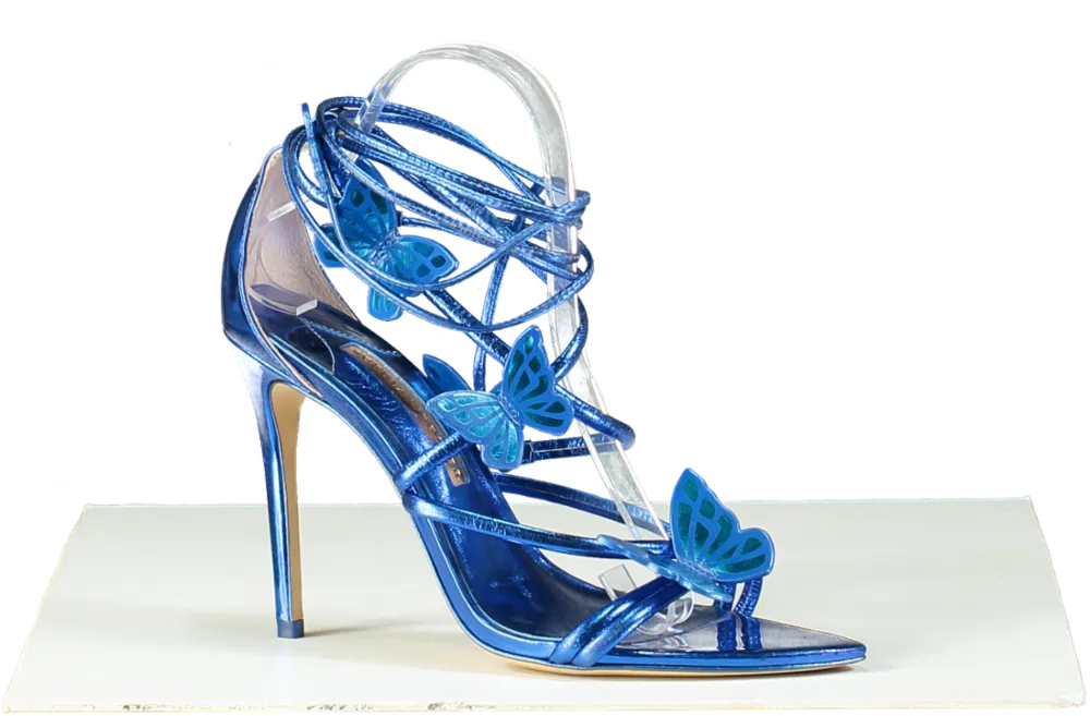 Sophia Webster Blue Metallic Vaness 100mm Butterfly Sandals UK 7