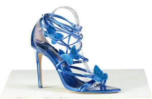Sophia Webster Blue Metallic Vaness 100mm Butterfly Sandals UK 7