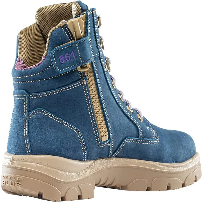 Steel Blue Women's Cross 6" Steel Toe WP Side Zip Work Boot -Blue- 812861