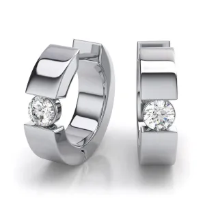 Stylish Floating Natural Earth Mined Diamond Hoop Earrings