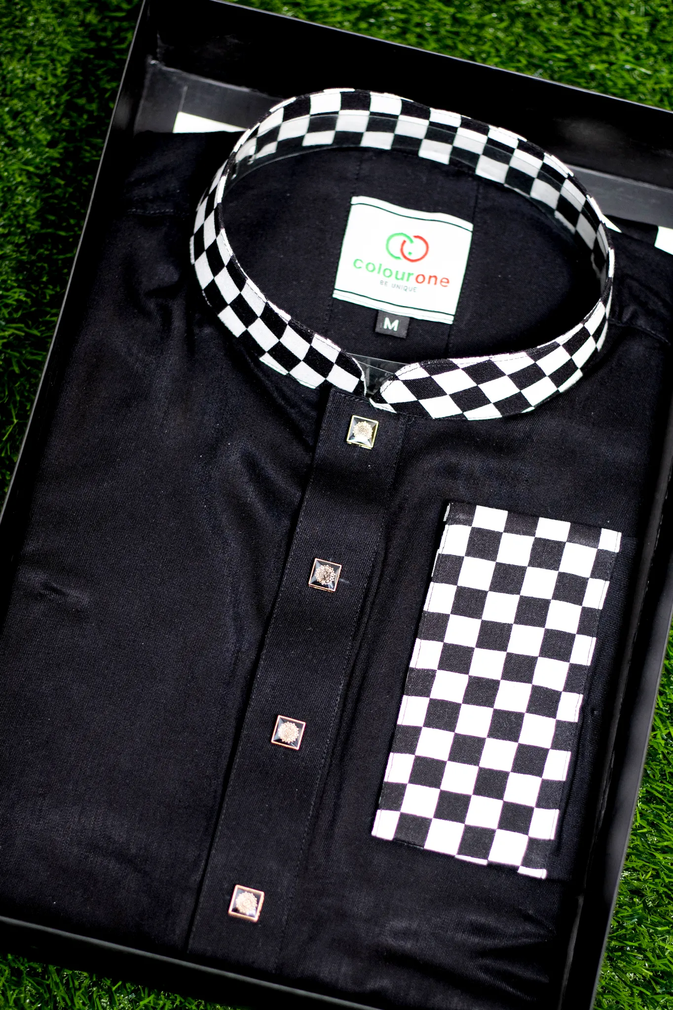 Stylish Neck Black Soft Cotton Premium Panjabi
