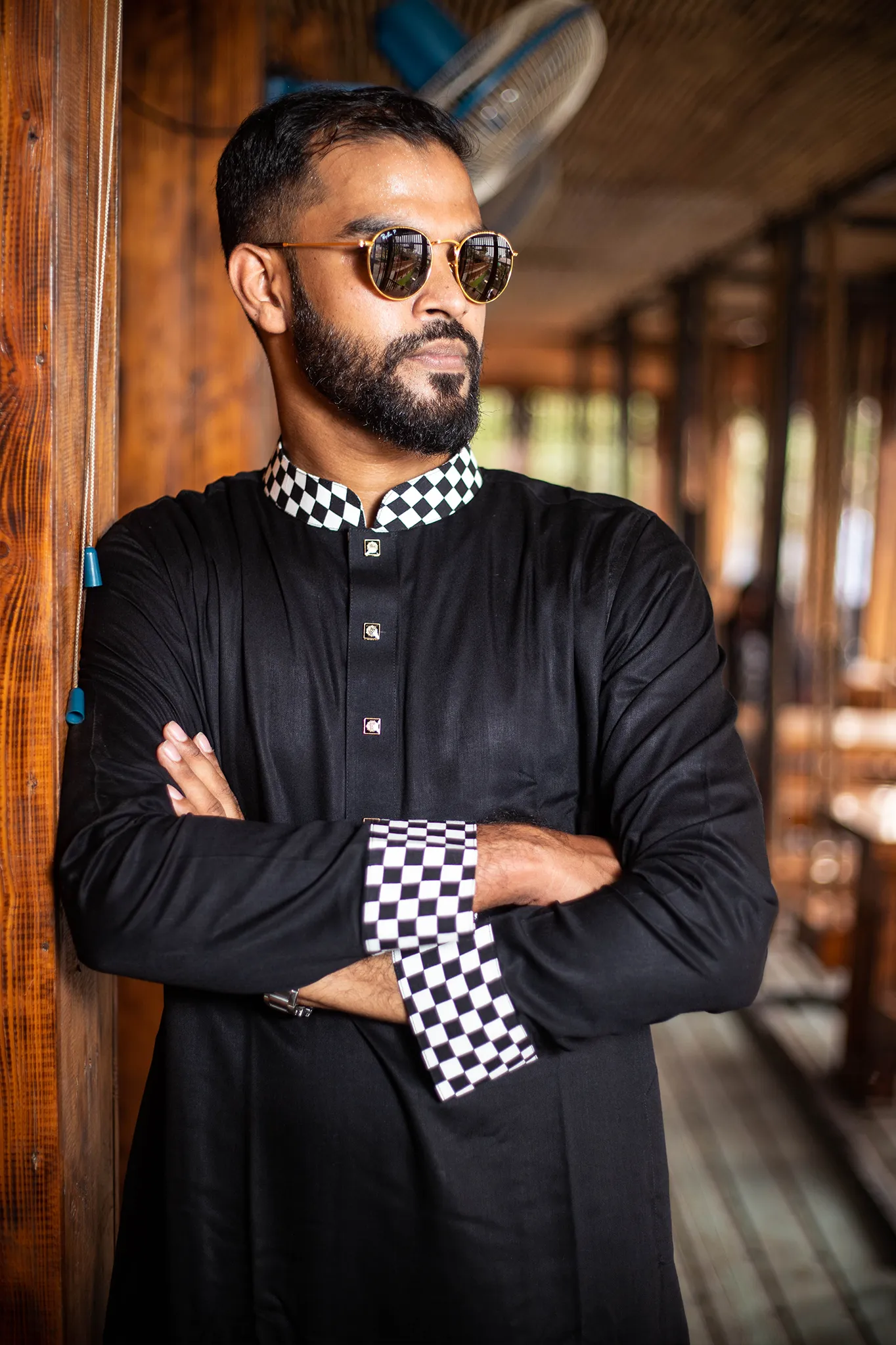 Stylish Neck Black Soft Cotton Premium Panjabi