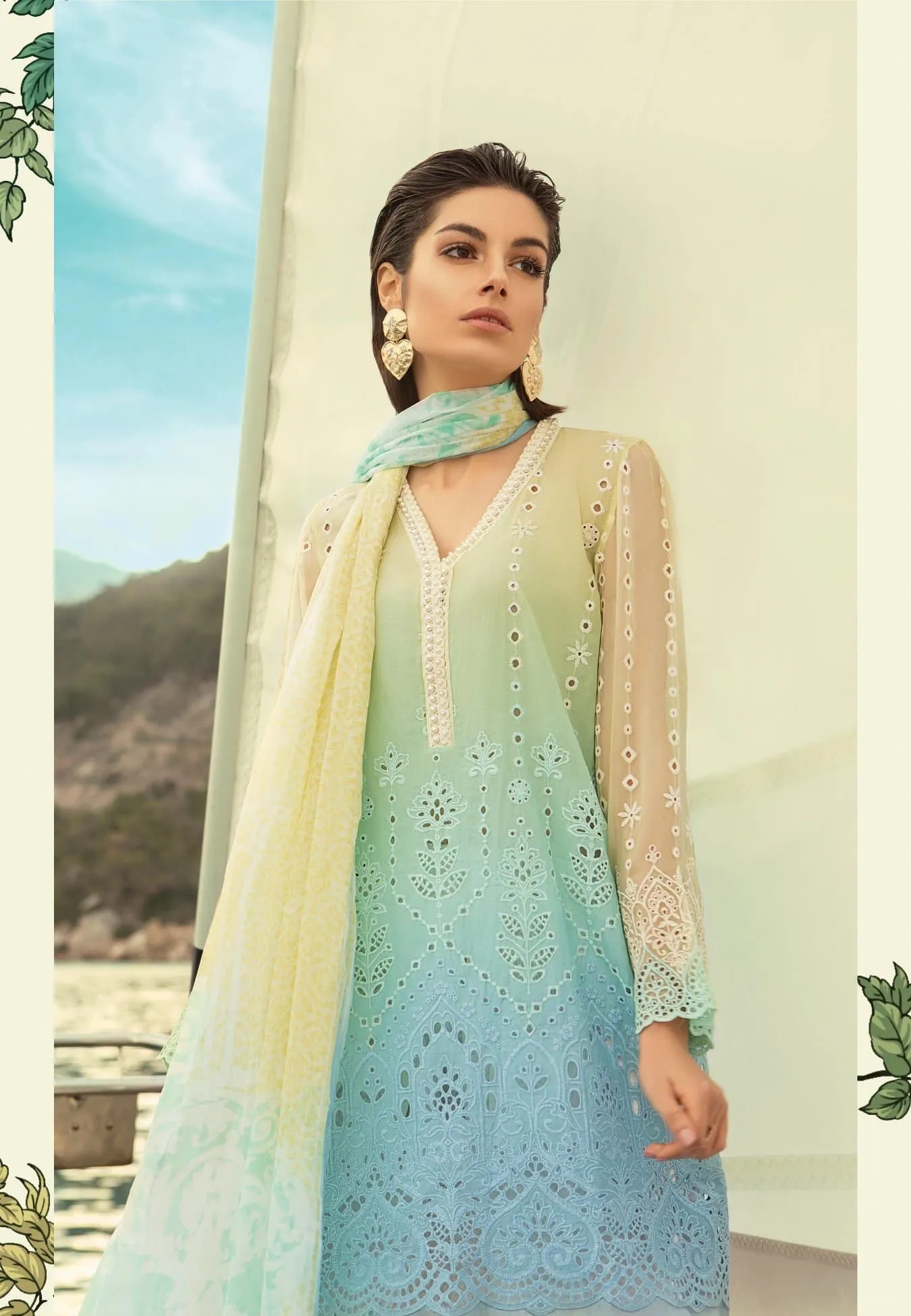 Stylish Pakistani Lawn Dress by Maria b Model # L 1763