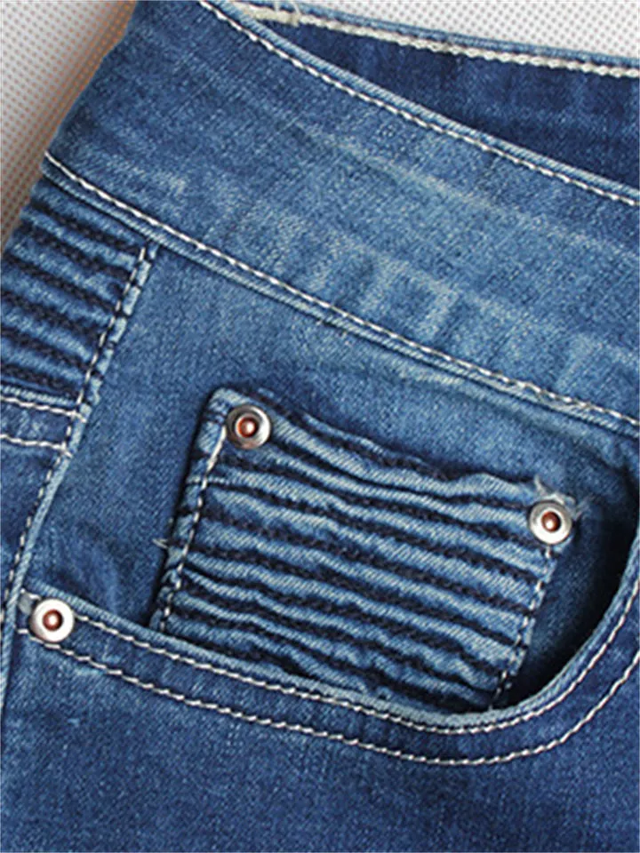 Stylish Slim Dark Blue Denim Pants