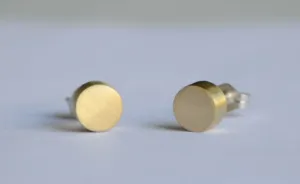 Stylish, Well Designed Solid Hand-Crafted Gold Colored Circular Brass Studs - 0141