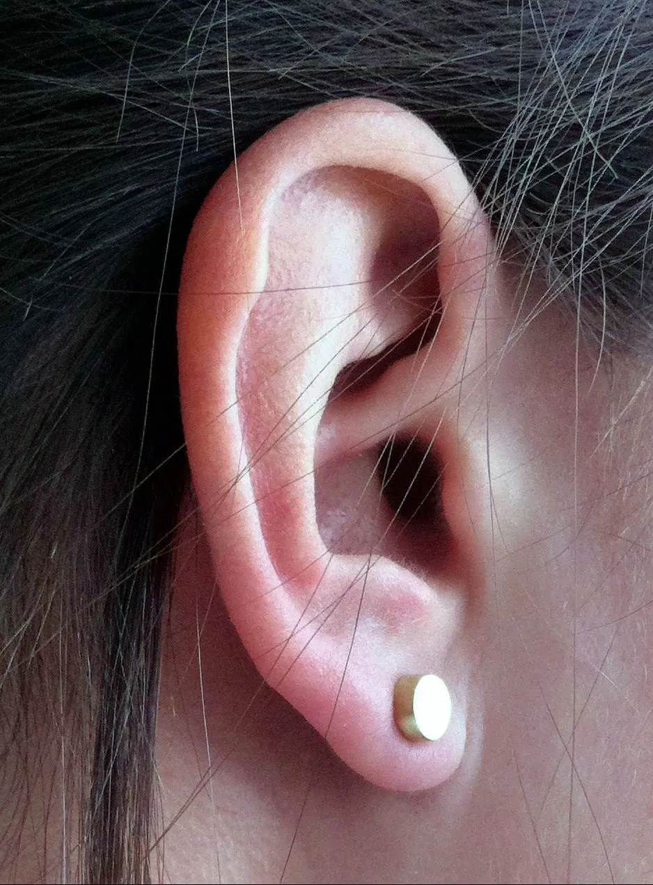 Stylish, Well Designed Solid Hand-Crafted Gold Colored Circular Brass Studs - 0141