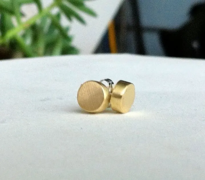 Stylish, Well Designed Solid Hand-Crafted Gold Colored Circular Brass Studs - 0141