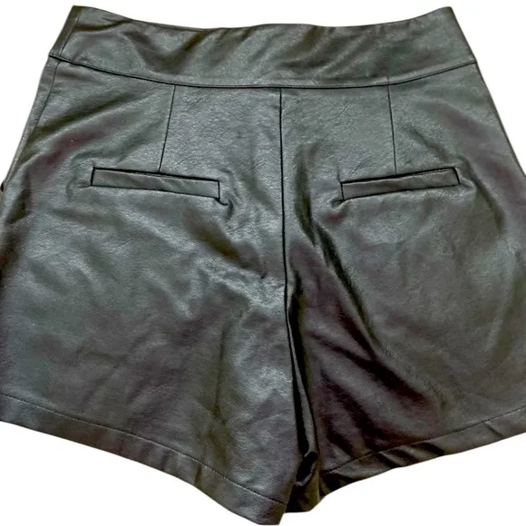 TCEC Women Black Faux Leather High Waist Shorts Sleek Sophisticated Chic Edgy