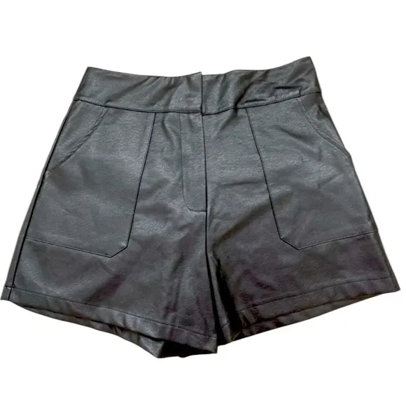 TCEC Women Black Faux Leather High Waist Shorts Sleek Sophisticated Chic Edgy