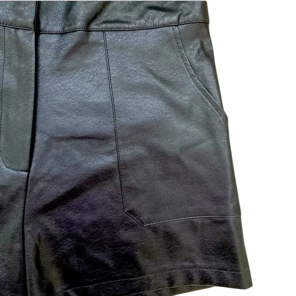 TCEC Women Black Faux Leather High Waist Shorts Sleek Sophisticated Chic Edgy