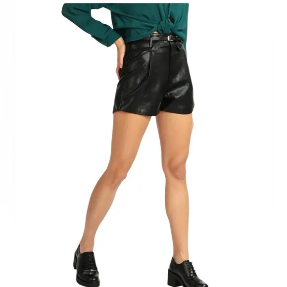 TCEC Women Black Faux Leather High Waist Shorts Sleek Sophisticated Chic Edgy