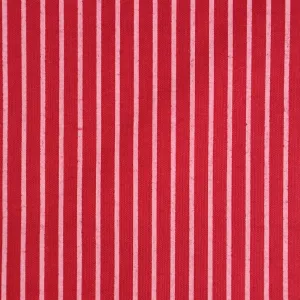 Ticking Stripes Cherry Shabby Chic Polycotton Floral Fabric