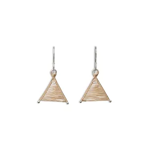 Tiny Woven Wishbone Silver & Rose Gold Mixed Metal Earrings