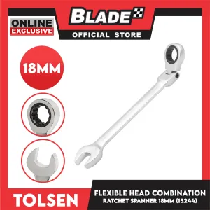 Tolsen 18mm  Flexible Head Combination Ratchet Spanner 15244