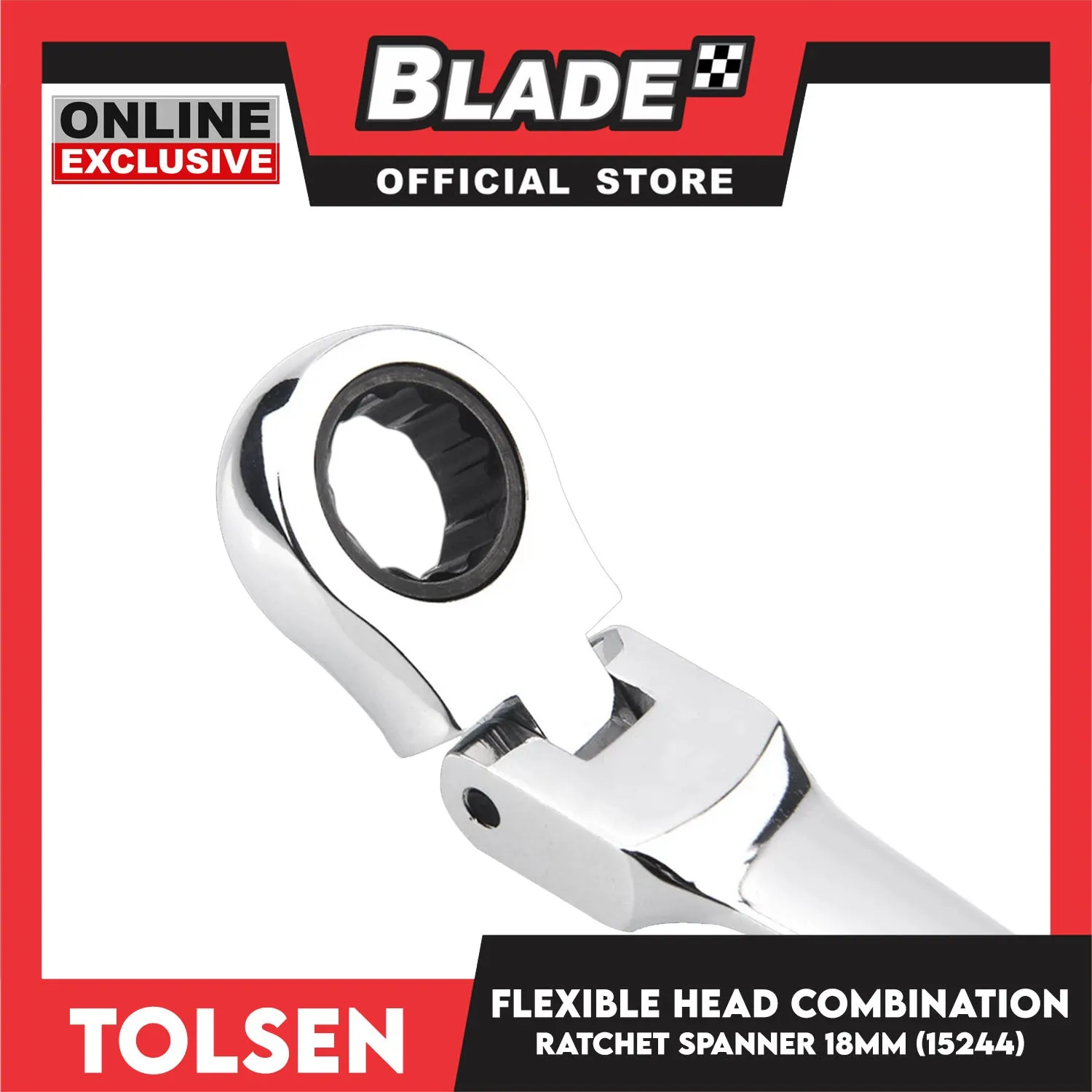 Tolsen 18mm  Flexible Head Combination Ratchet Spanner 15244