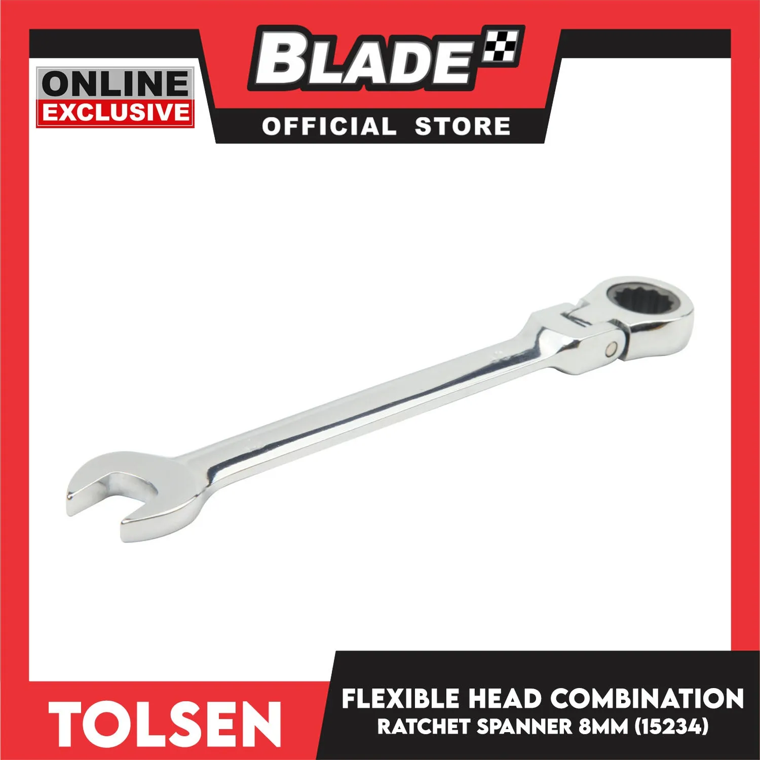 Tolsen 8mm Flexible Head Combination Ratchet Spanner 15234