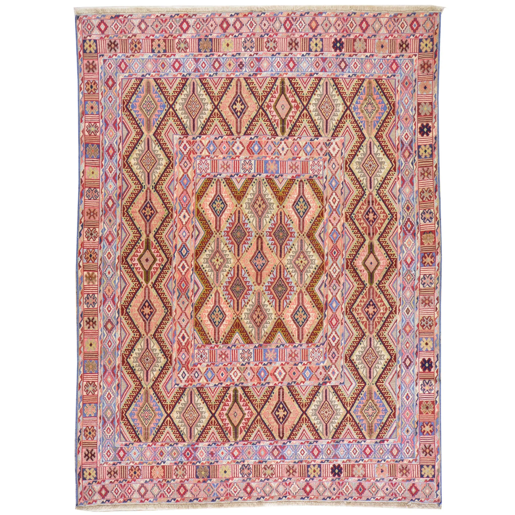 Tribal Handmade Geometric Design Multi-Weave Wool Rug (Size 4.5 X 5.11) Cwrsf-1140