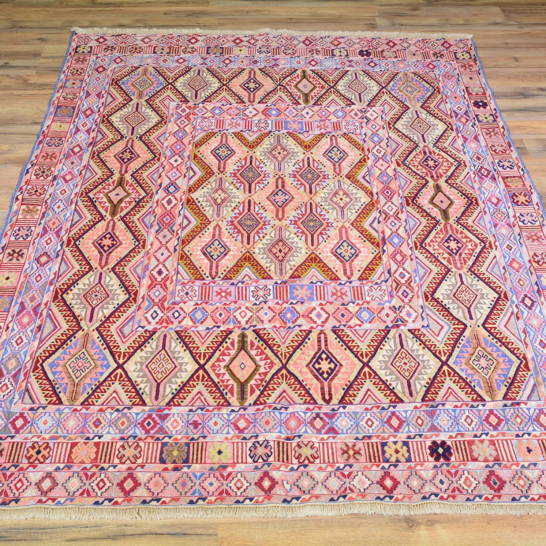 Tribal Handmade Geometric Design Multi-Weave Wool Rug (Size 4.5 X 5.11) Cwrsf-1140