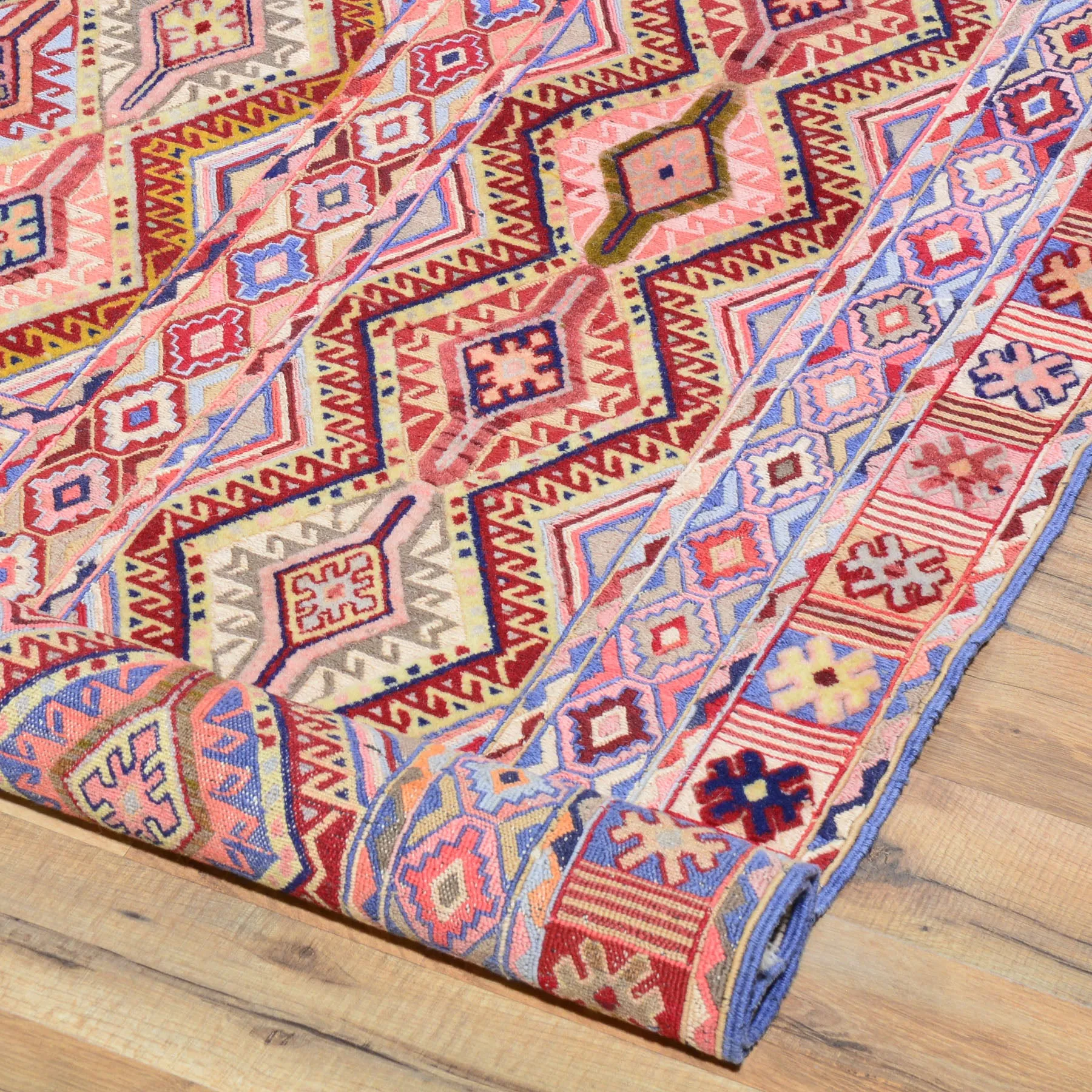Tribal Handmade Geometric Design Multi-Weave Wool Rug (Size 4.5 X 5.11) Cwrsf-1140