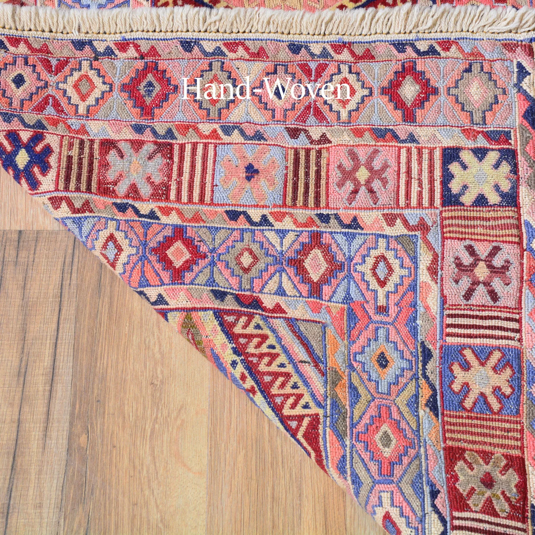 Tribal Handmade Geometric Design Multi-Weave Wool Rug (Size 4.5 X 5.11) Cwrsf-1140