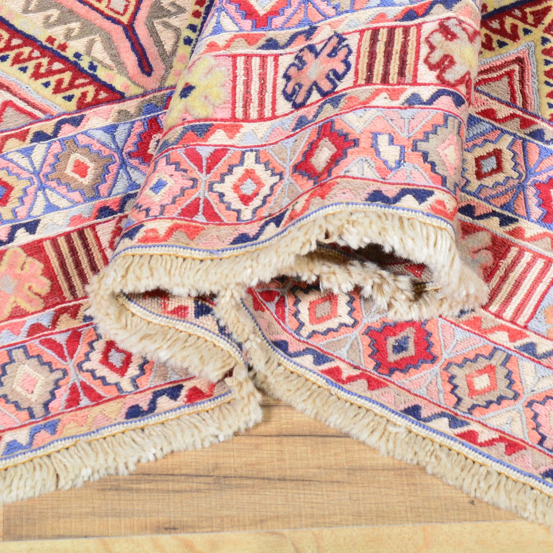 Tribal Handmade Geometric Design Multi-Weave Wool Rug (Size 4.5 X 5.11) Cwrsf-1140