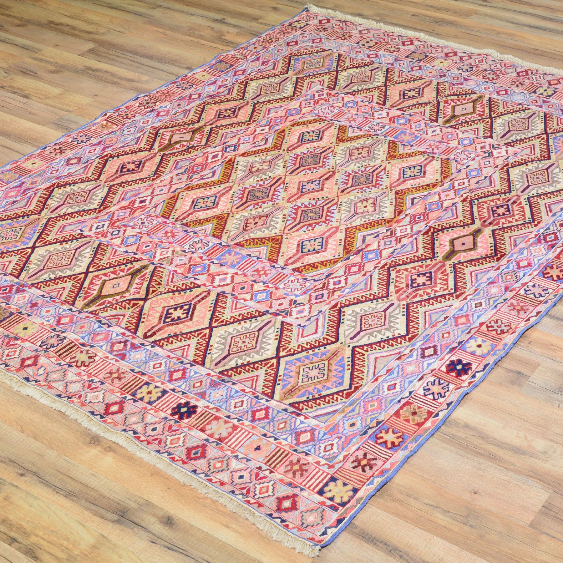 Tribal Handmade Geometric Design Multi-Weave Wool Rug (Size 4.5 X 5.11) Cwrsf-1140