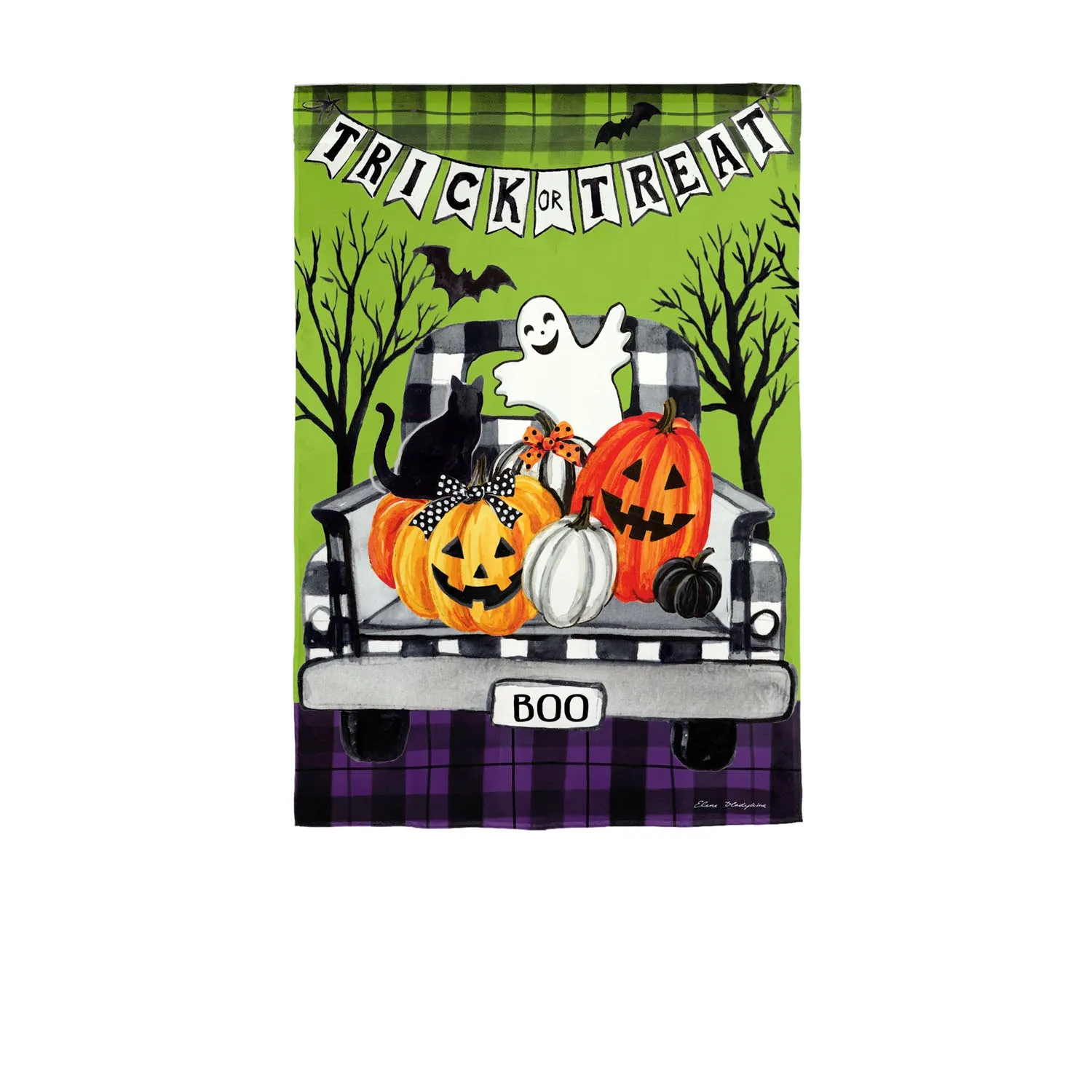 Trick-or-Treat Truck Garden Suede Flag,14s10004