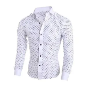 Turn-Down Collar Long Sleeve Stylish Stars Print Shirt For Men - White L