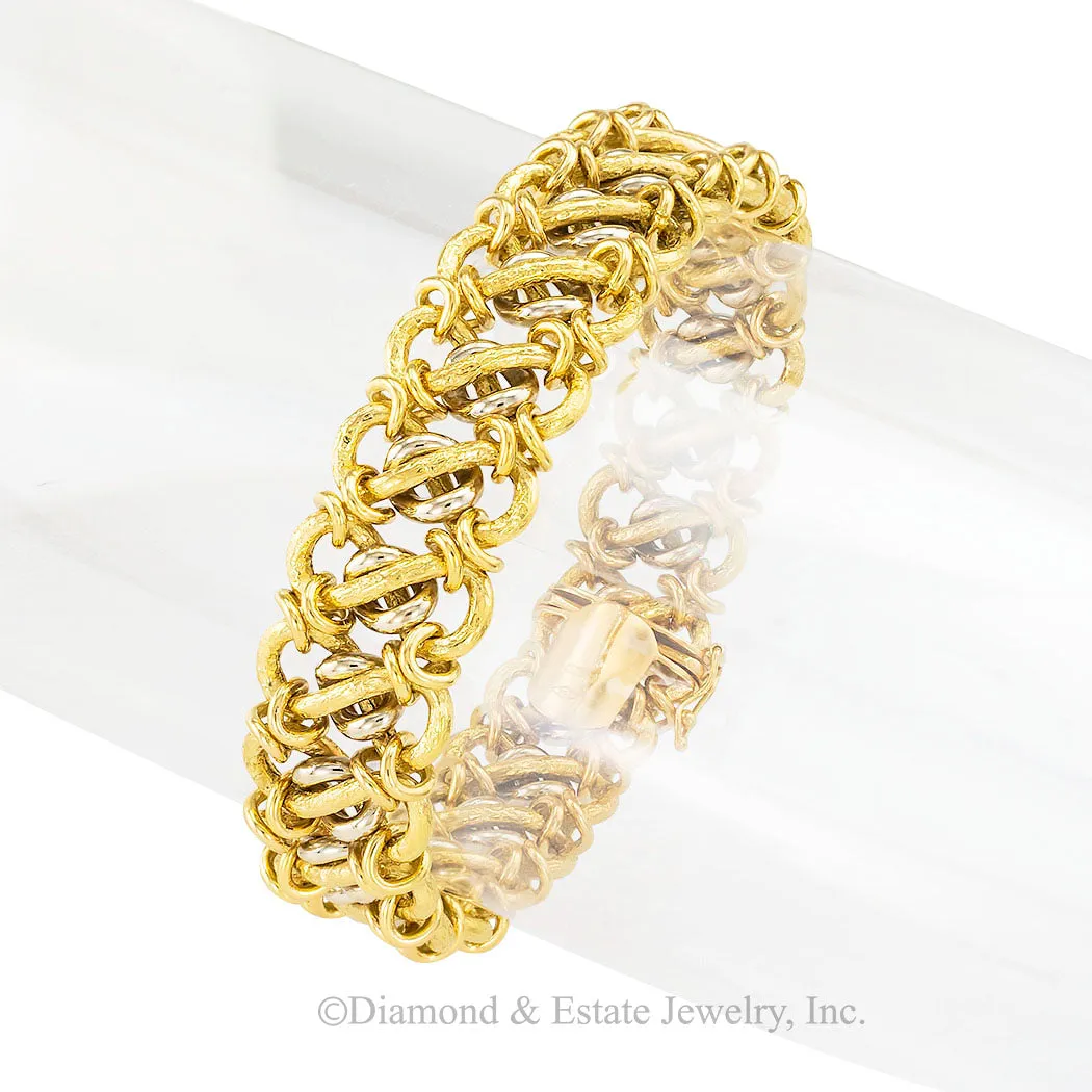 Two Tone Gold Woven Link Bracelet