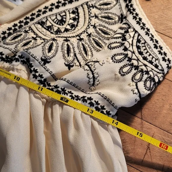 Urban Outfitters Boho-Chic Embroidered Ruffle Mini Dress