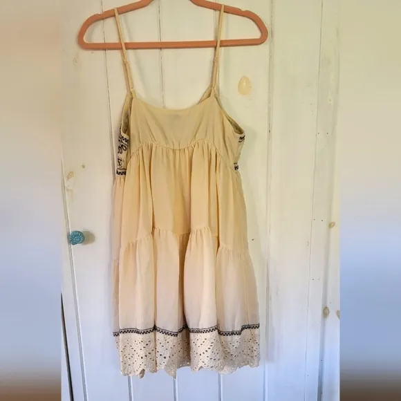 Urban Outfitters Boho-Chic Embroidered Ruffle Mini Dress