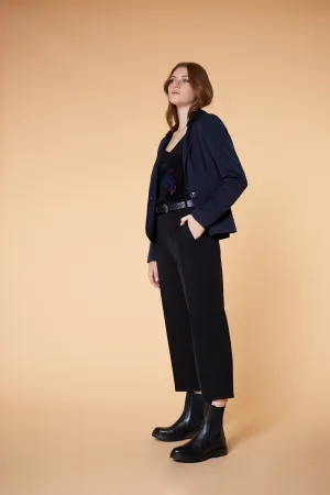 VANY - Veste marine façon laine froide à capuche amovible